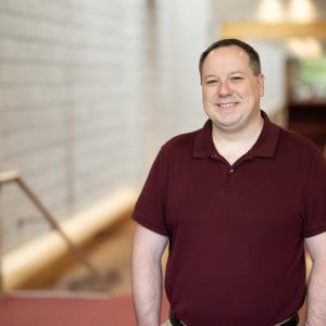 Kyle Wernke portrait in Zoellner Arts Center.