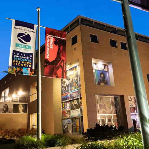 Zoellner Arts Center at night