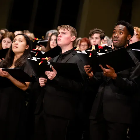 Students sing in the Christmas Vespers at Lehigh University.