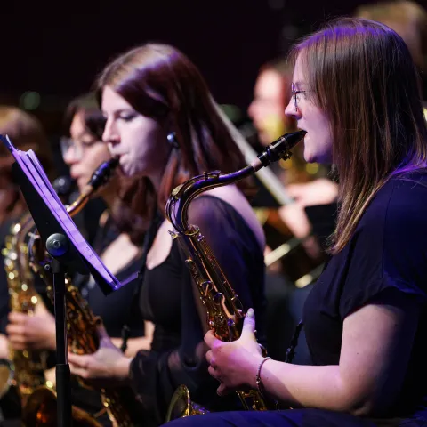 Jazz student playing the saxophone