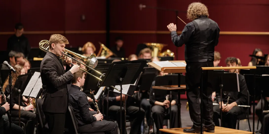 Wind ensemble practicing.