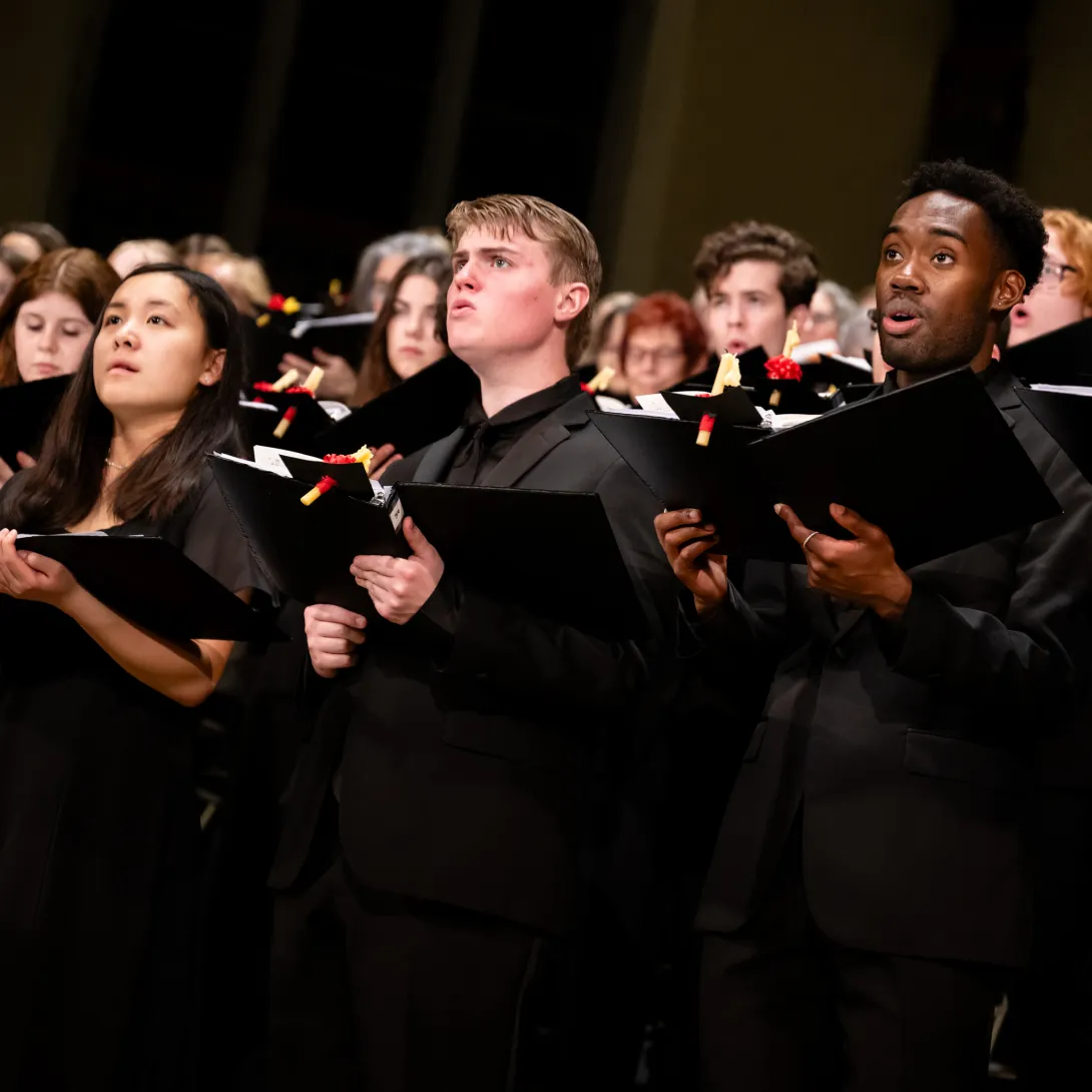 Students sing in the Christmas Vespers at Lehigh University.
