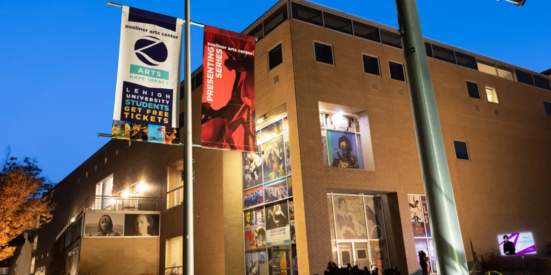 Zoellner Arts Center at night