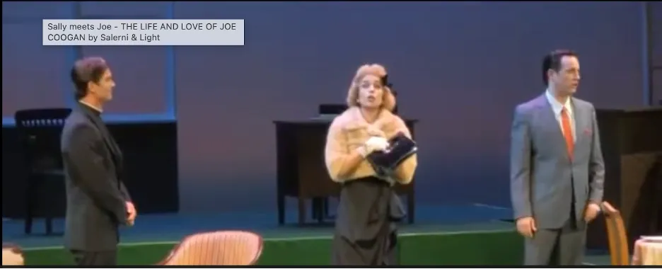 Joe Coogan, Sally Rogers, Rob Petrie from “The Life and Love of Joe Coogan" perform on stage dressed up.