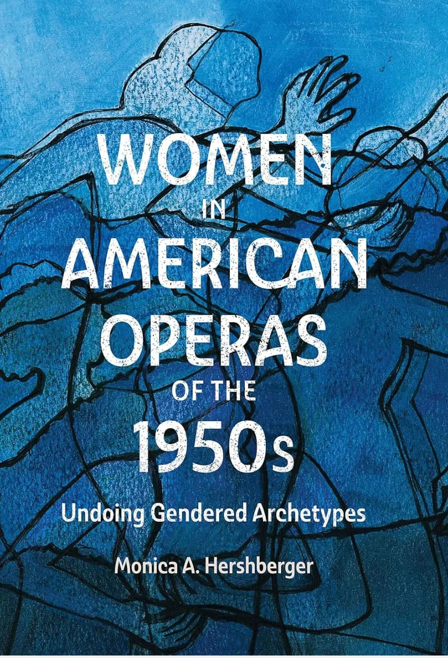 Image of book cover, stylized women’s silhouettes in blue